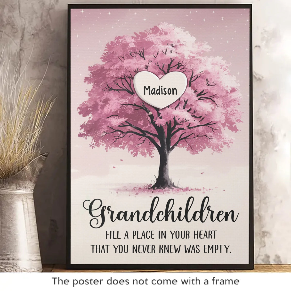 Les petits-enfants sont le cœur battant de l'âme d'un grand-parent - Affiche verticale personnalisée pour la famille - Cadeau pour grand-mère, grand-père, petit-enfant