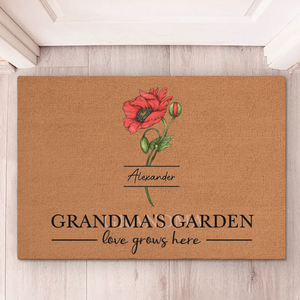 L'amour grandit ici - Tapis décoratif personnalisé pour la maison - Cadeau de Noël, cadeau de pendaison de crémaillère pour grand-mère et grands-parents