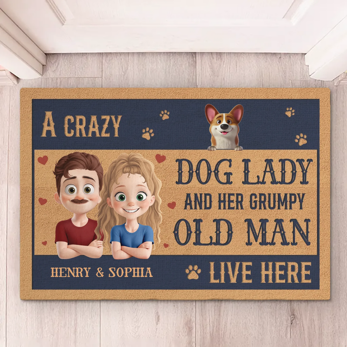Amour éternel - Tapis décoratif personnalisé pour couple - Cadeau de pendaison de crémaillère pour mari et femme, anniversaire, propriétaires d'animaux, amoureux des animaux