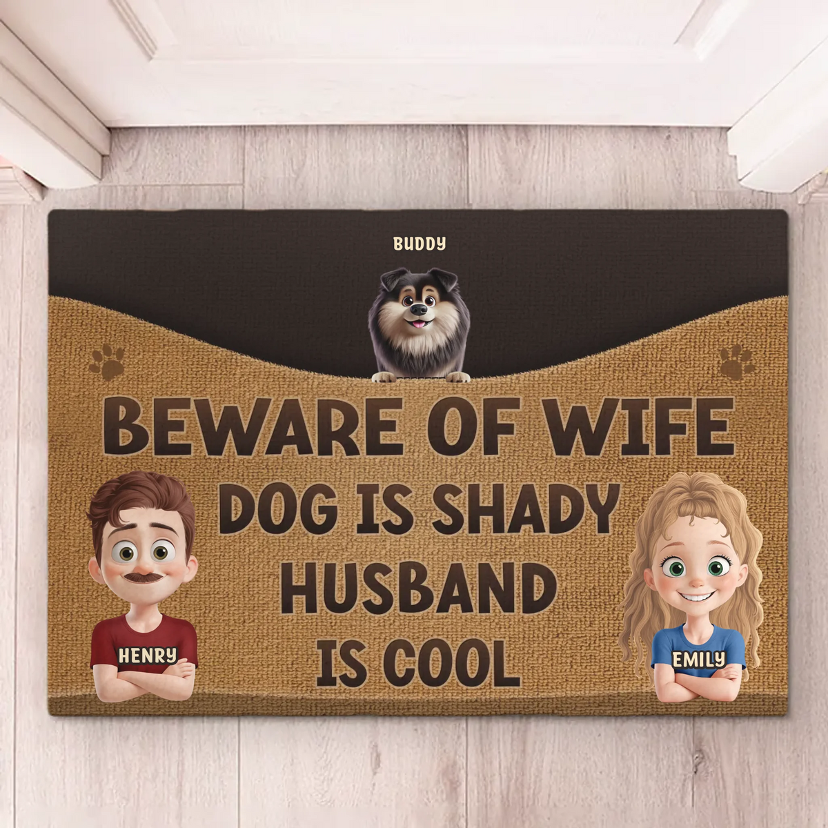 Les amis à fourrure forment la meilleure famille ! Tapis décoratif personnalisé pour chien ! Cadeau de pendaison de crémaillère pour les propriétaires et les amoureux des animaux.