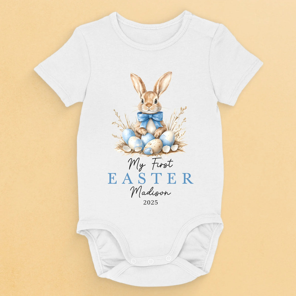 Nœuds papillon lapin et ambiance de Pâques - Body bébé personnalisé pour toute la famille - Cadeau de Pâques pour bébé, enfant et nouveau-né