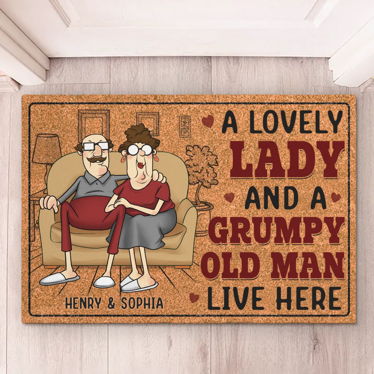 Une vie d'amour et de rires - Tapis décoratif personnalisé pour couple - Cadeau de pendaison de crémaillère pour mari et femme, anniversaire