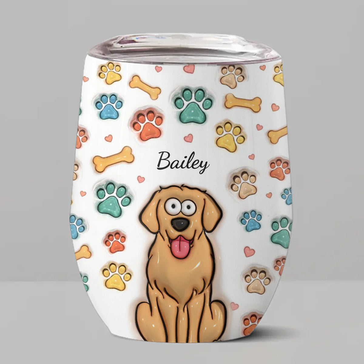 La vie est meilleure avec des pattes - Verre à vin personnalisé avec effet gonflé 3D imprimé pour chien et chat - Cadeau pour propriétaires et amoureux des animaux
