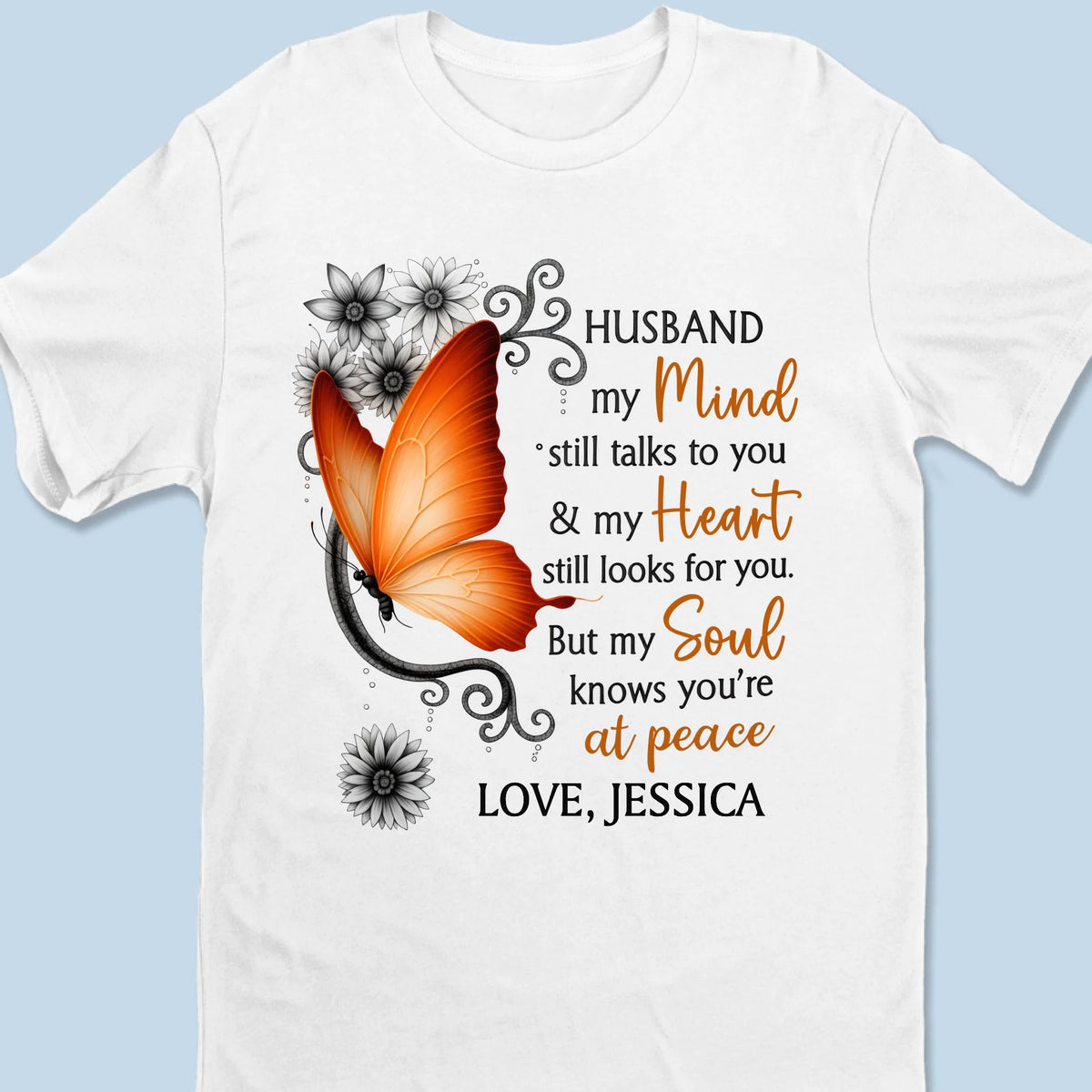 Nous sommes liés par l'amour et les ailes - T-shirt unisexe personnalisé commémoratif, t-shirt premium, sweat à capuche - Cadeau de condoléances pour les membres de la famille