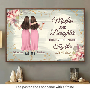 Liés par l'amour, renforcés par le temps - Affiche horizontale personnalisée pour la famille - Fête des Mères, cadeau pour maman, fille