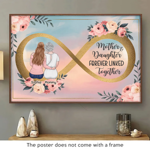 Liés pour la vie, unis par l'amour - Affiche horizontale personnalisée pour la famille - Fête des Mères, cadeau pour maman, fille