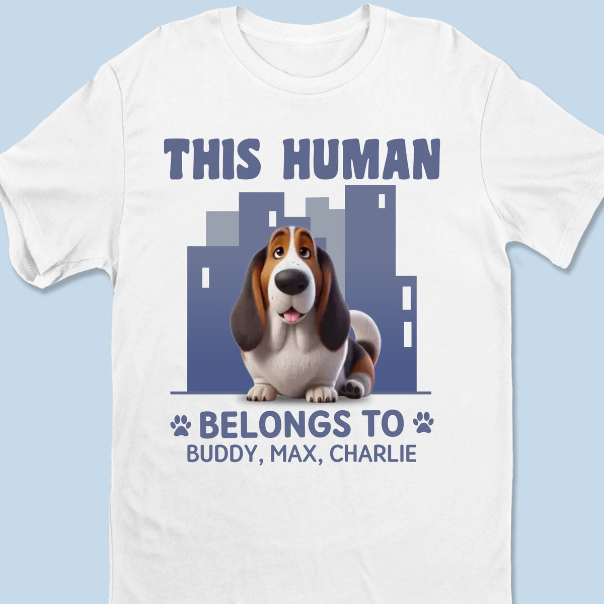 Cet humain m'appartient et c'est définitif - T-shirt unisexe personnalisé pour chien, t-shirt premium, sweat à capuche - Cadeau pour propriétaires d'animaux et amoureux des animaux
