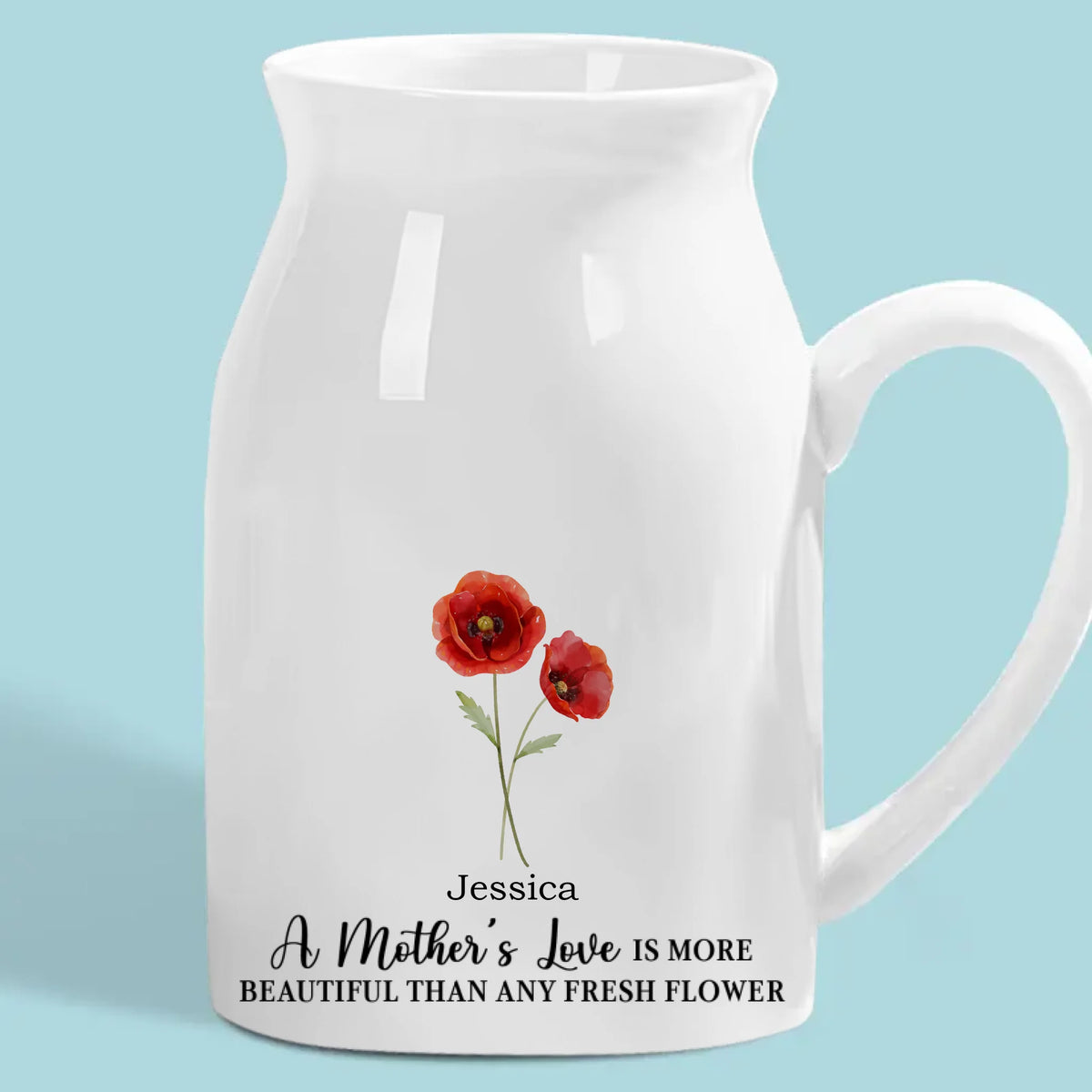 L'amour d'une mère est plus beau que n'importe quelle fleur fraîche - Vase à fleurs personnalisé pour la décoration intérieure - Cadeau de fête des mères, de pendaison de crémaillère pour maman et fille