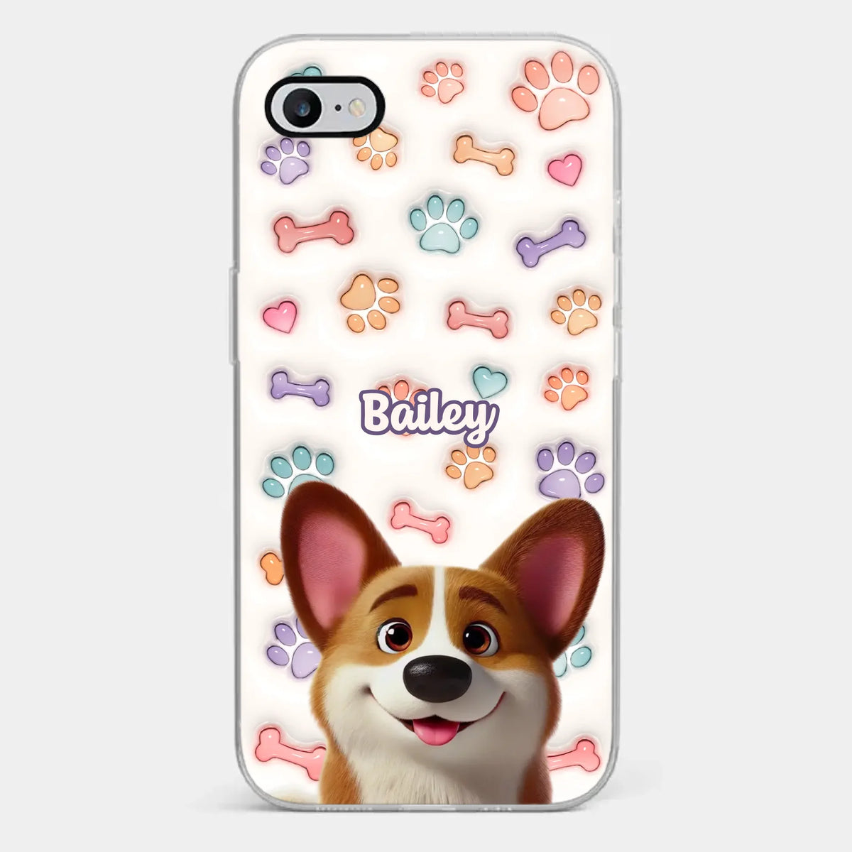 La vie est dure, mais j'ai mon chiot - Coque de téléphone transparente personnalisée avec effet gonflé en 3D - Cadeau pour les propriétaires d'animaux et les amoureux des animaux
