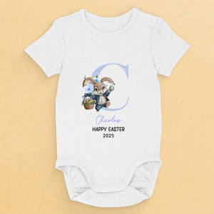 Bisous de lapin et vœux de Pâques - Body bébé personnalisé en famille - Cadeau de Pâques pour bébé, enfant et nouveau-né