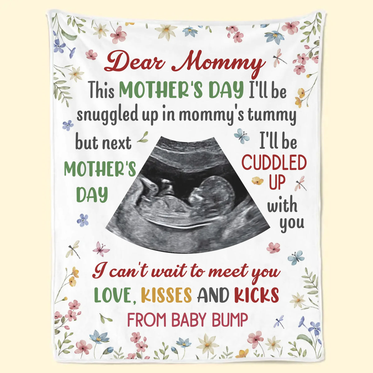 Couverture personnalisée avec photo « J'ai hâte de te rencontrer » - Couverture personnalisée pour la famille - Cadeau pour la fête des mères, la baby shower ou la première maman