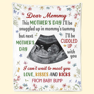 Couverture personnalisée avec photo « J'ai hâte de te rencontrer » - Couverture personnalisée pour la famille - Cadeau pour la fête des mères, la baby shower ou la première maman