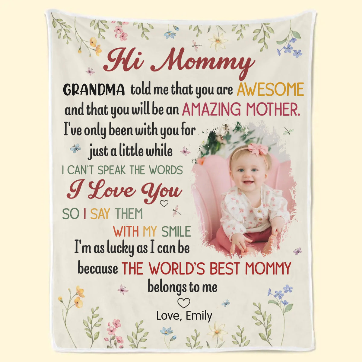 Couverture personnalisée avec photo « La meilleure maman du monde m'appartient » - Couverture personnalisée pour la famille - Cadeau pour la fête des mères, la fête prénatale, la première maman