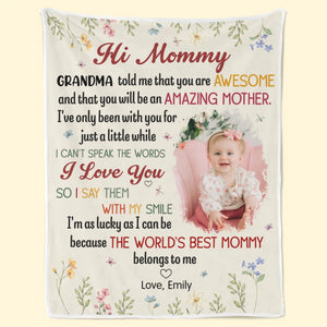 Couverture personnalisée avec photo « La meilleure maman du monde m'appartient » - Couverture personnalisée pour la famille - Cadeau pour la fête des mères, la fête prénatale, la première maman
