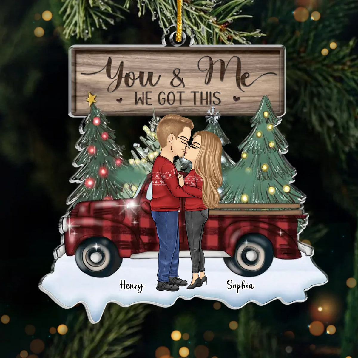 Meilleurs vœux à vous et à votre famille à quatre pattes bien-aimée - Ornement personnalisé pour couple - Forme personnalisée en acrylique - Cadeau de Noël pour mari et femme, anniversaire, propriétaires d'animaux, amoureux des animaux
