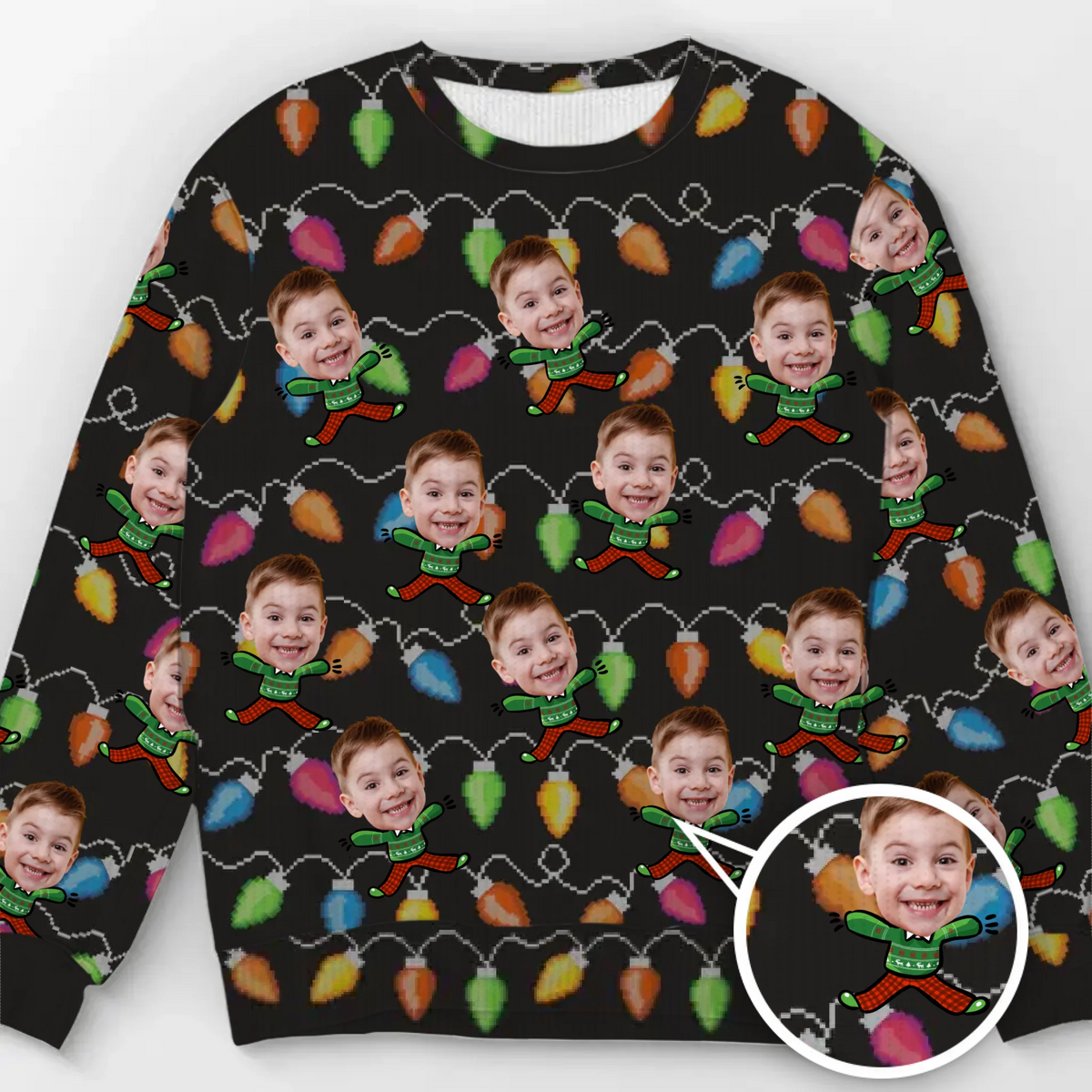 Sweat-shirt personnalisé avec photo pour célébrer la saison avec rire et amour - Pull en laine unisexe - Cadeau de Noël pour les membres de la famille