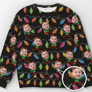 Sweat-shirt personnalisé avec photo pour célébrer la saison avec rire et amour - Pull en laine unisexe - Cadeau de Noël pour les membres de la famille