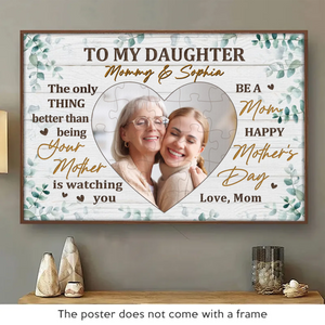 Photo personnalisée pour ma fille, avec amour et fierté - Affiche horizontale personnalisée pour la famille - Fête des Mères, cadeau pour maman, fille