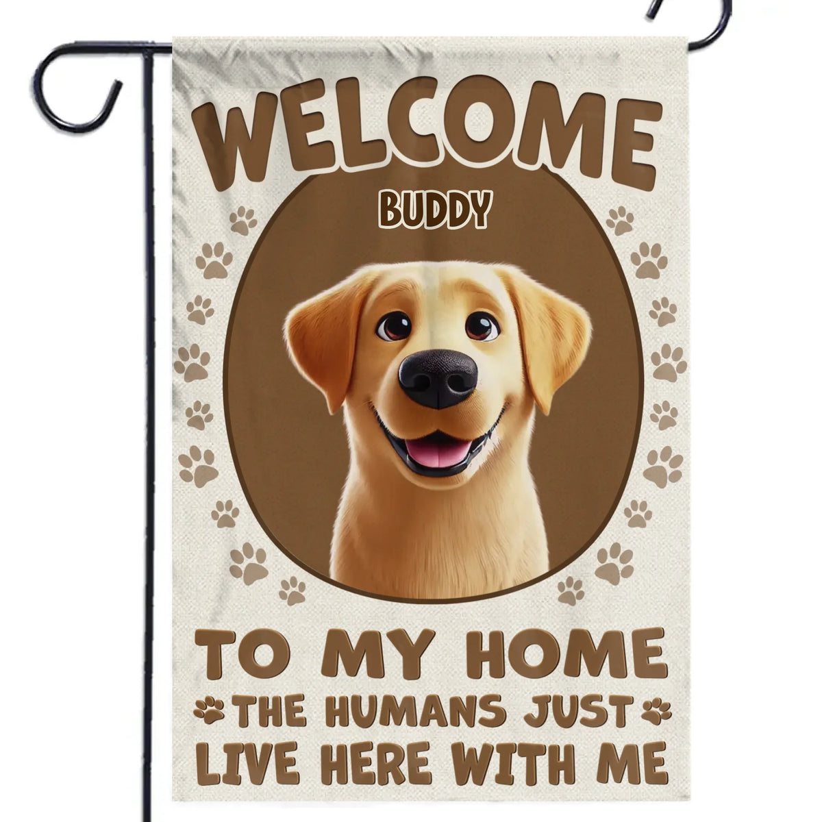 Les amis à fourrure sont les meilleurs hôtes ! Drapeau personnalisé pour chien ! Cadeau pour propriétaires et amoureux des animaux.