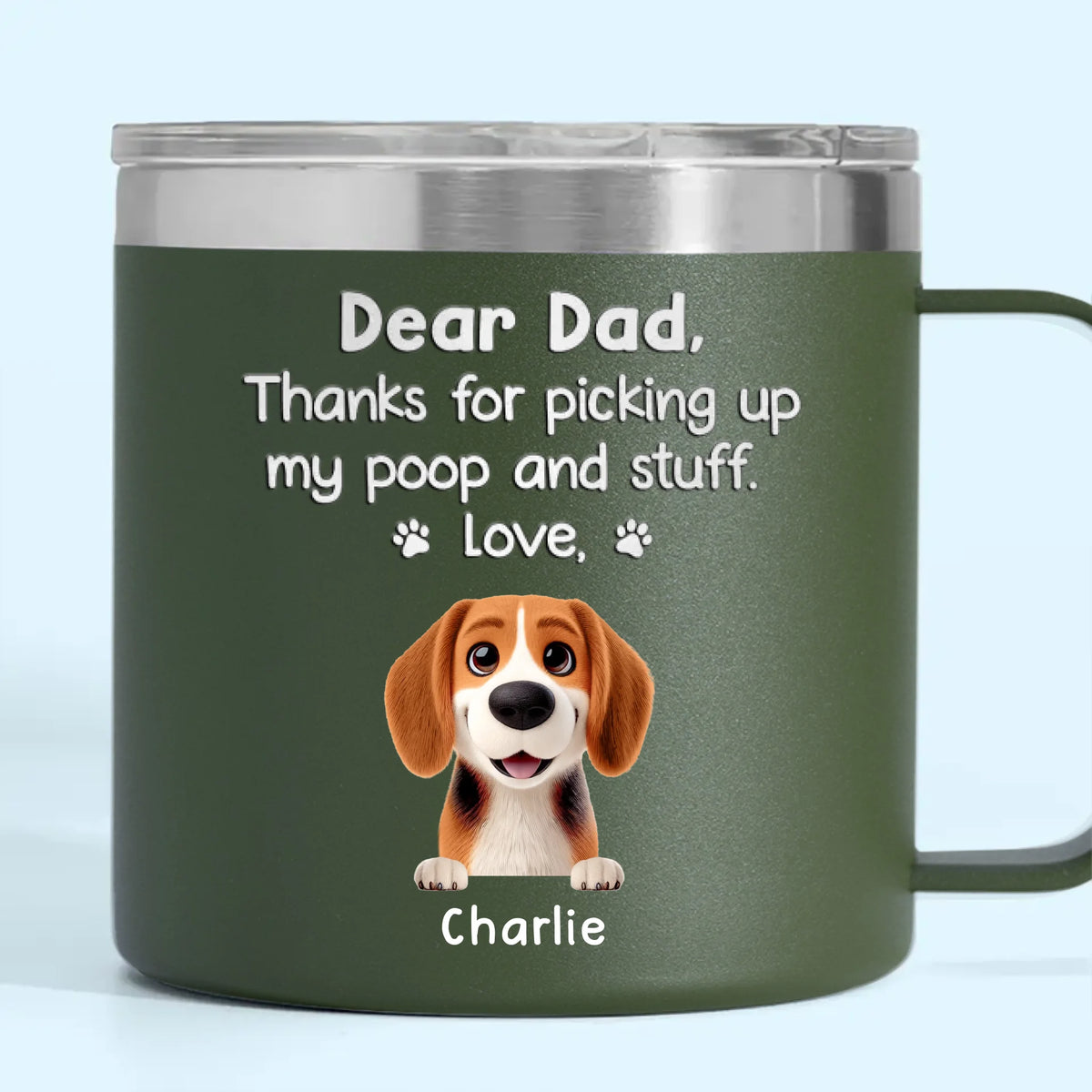 Nourrissez-moi, promenez-moi, aimez-moi ! Gobelet personnalisé en acier inoxydable de 14 oz avec poignée pour chien et chat ! Cadeau pour les propriétaires et les amoureux des animaux.
