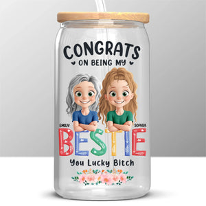 Une sœur fait briller la vie ! Tasse en verre personnalisée, tasse à café glacé, cadeau pour les meilleures amies, les meilleures amies et les sœurs.