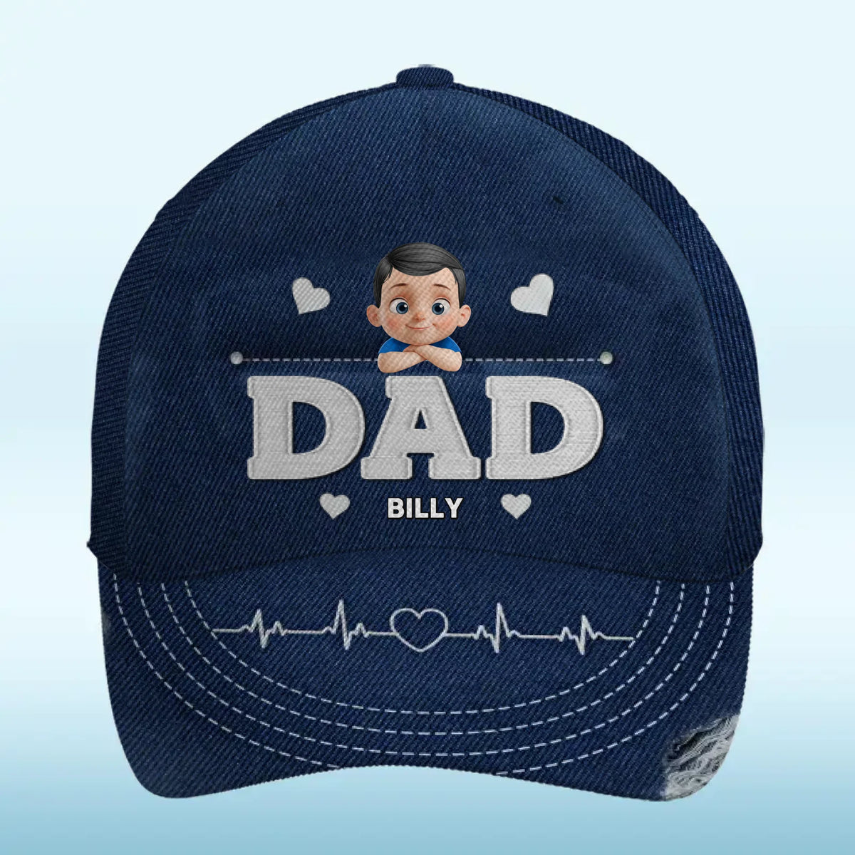 Mon héros, mon battement de cœur - Casquette personnalisée familiale, casquette classique à imprimé intégral - Fête des pères, cadeau pour papa, grand-père