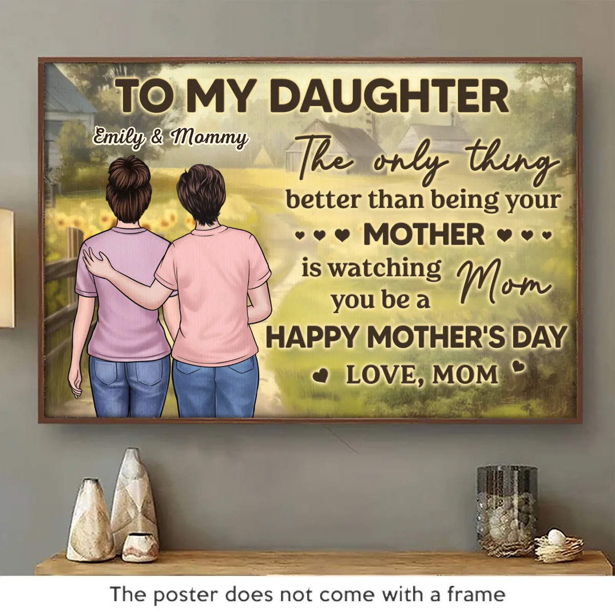 Un lien écrit dans les étoiles - Affiche horizontale personnalisée pour la famille - Fête des Mères, cadeau pour maman, fille