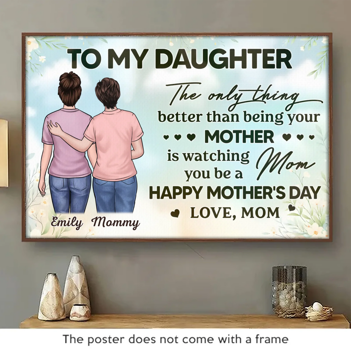 Un amour qu'aucun mot ne peut définir - Affiche horizontale personnalisée pour la famille - Fête des Mères, cadeau pour maman, fille