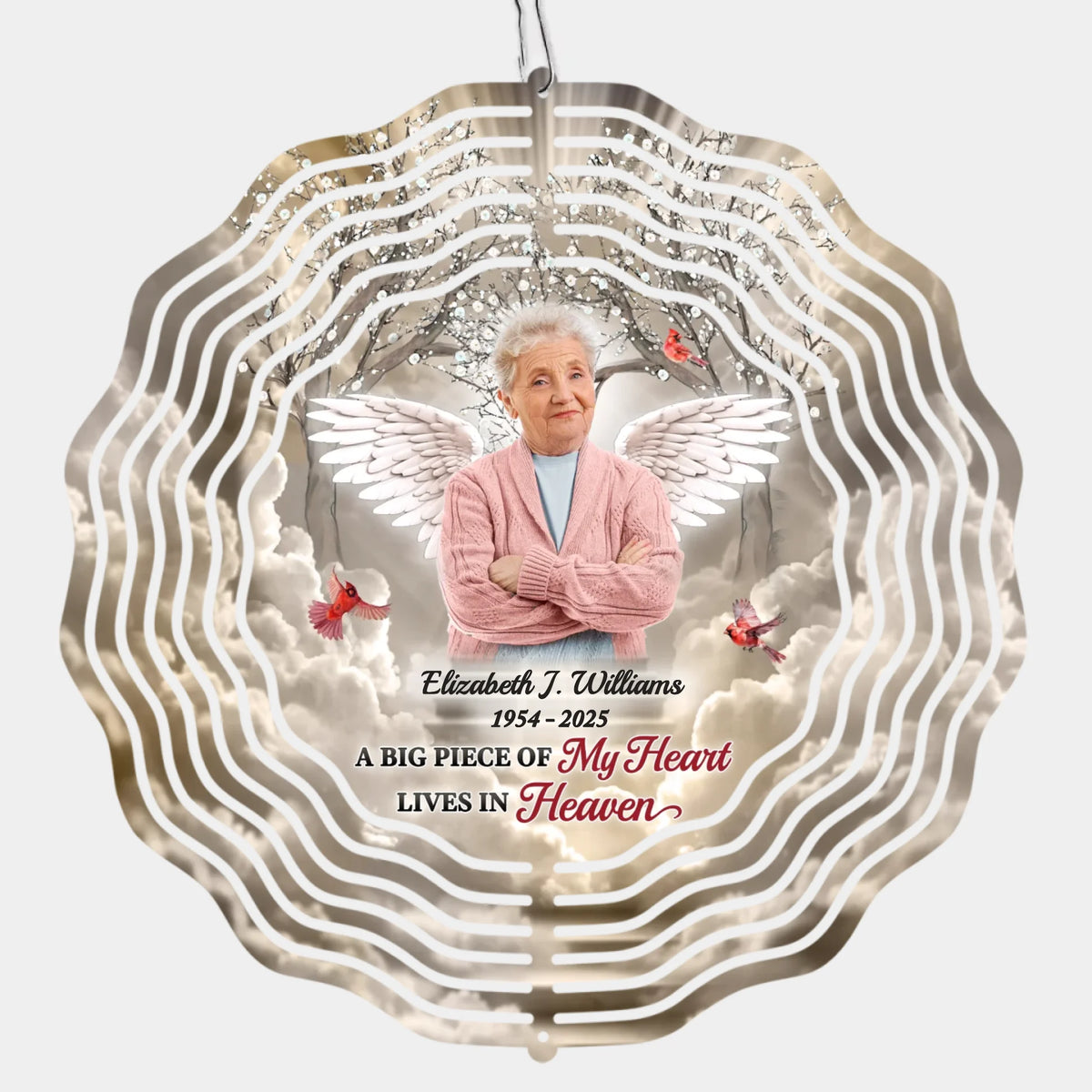 Photo personnalisée, aimée pour toujours, jamais oubliée - Tourne-vent personnalisé commémoratif - Cadeau de condoléances pour les membres de la famille