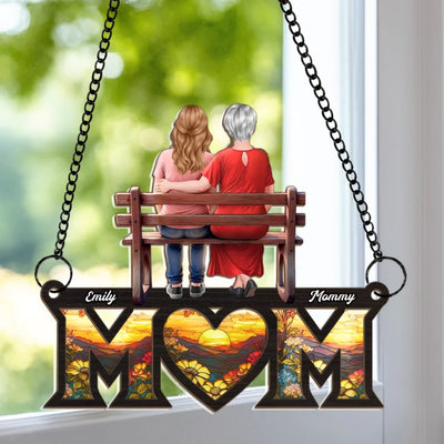 No Distance Can Break A Mother’s Love - Family Personalized Window Hanging Suncatcher Ornament - Mother's Day, Gift For Mom, Grandma