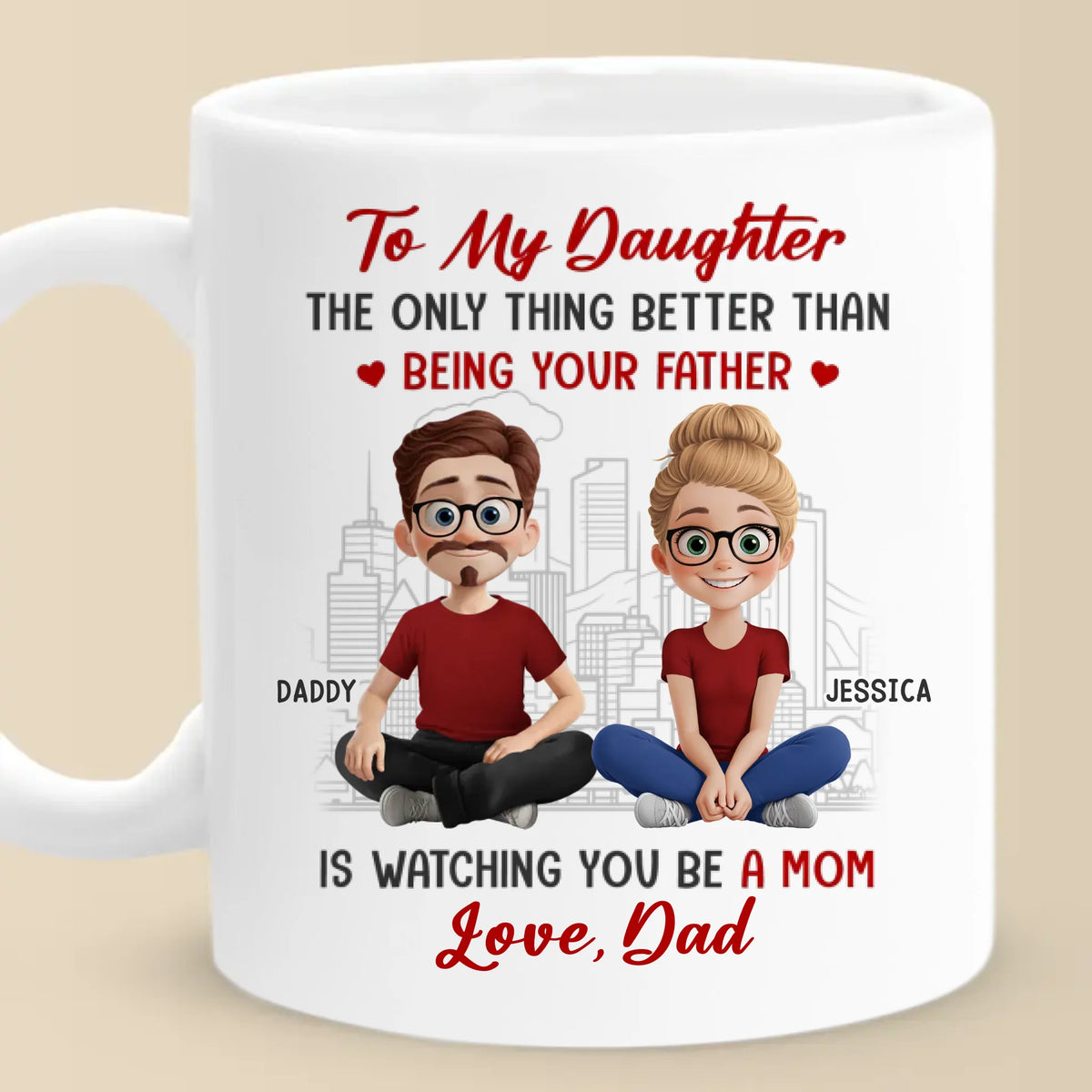 La petite fille de papa pour toujours - Tasse personnalisée familiale - Cadeau pour papa, fille