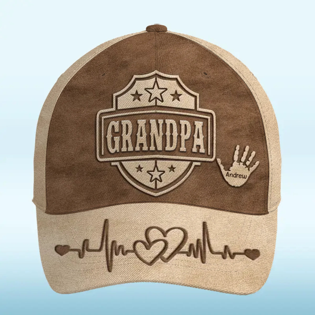 Fabriqué à la main avec amour - Chapeau personnalisé familial, casquette classique à imprimé intégral - Fête des pères, cadeau pour papa, grand-père