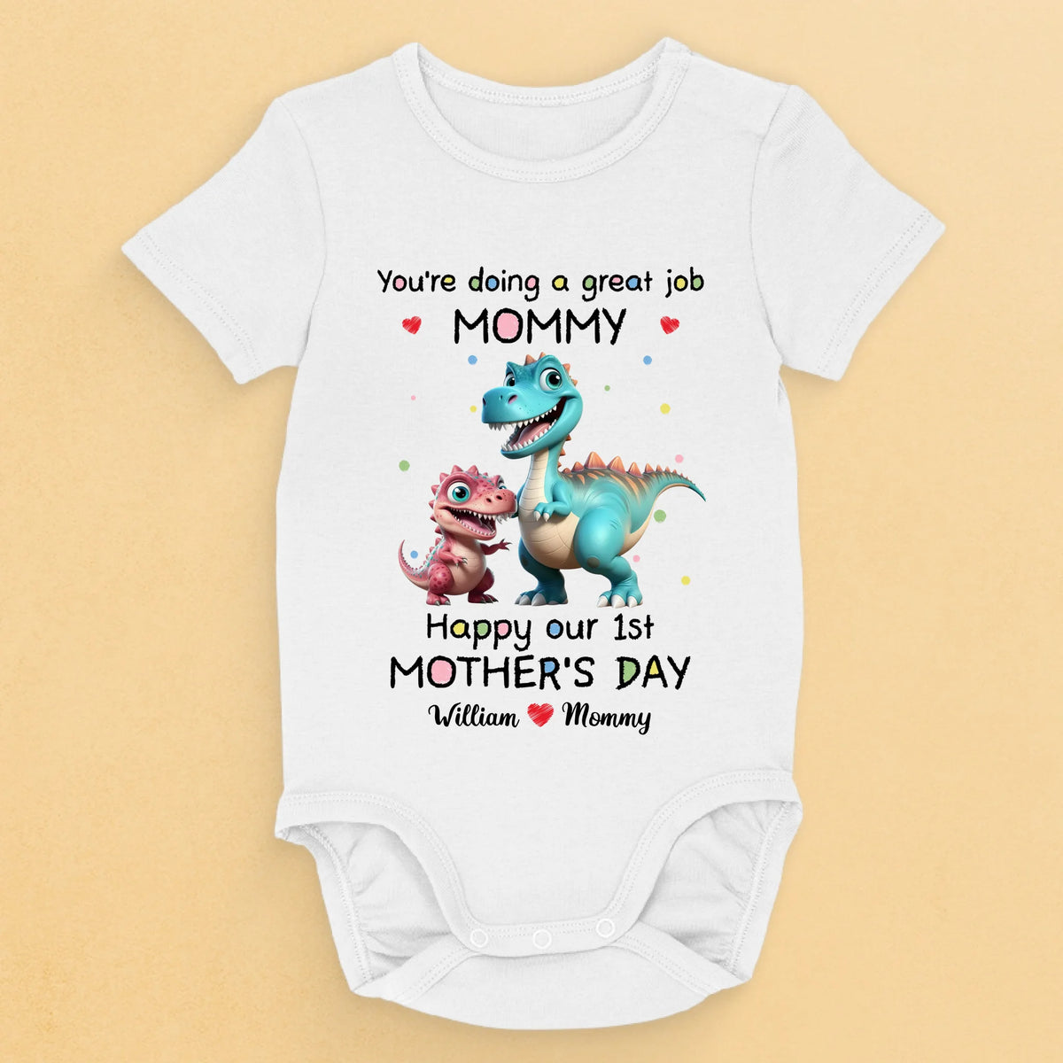 L'amour d'un petit dinosaure pour maman - Body bébé personnalisé pour la famille - Cadeau de fête des mères, de baby shower, pour une première maman