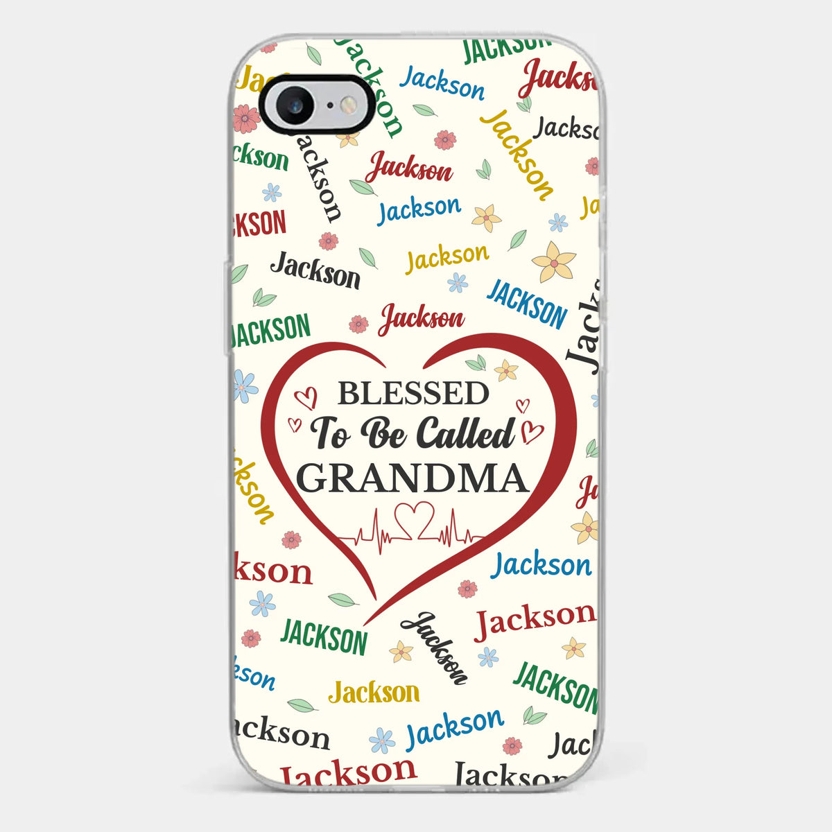 Un nom écrit avec amour, grand-mère - Coque de téléphone transparente personnalisée pour la famille - Cadeau de fête des mères pour maman, grand-mère