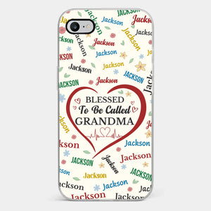 Un nom écrit avec amour, grand-mère - Coque de téléphone transparente personnalisée pour la famille - Cadeau de fête des mères pour maman, grand-mère
