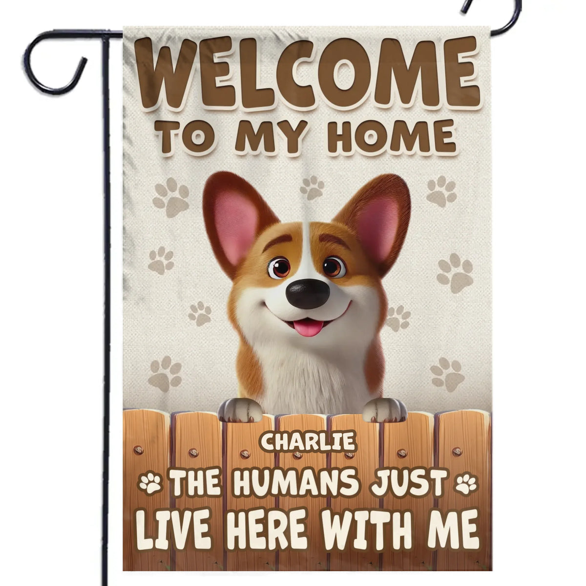 Ma maison, mes règles - Drapeau personnalisé pour chien - Cadeau pour propriétaires et amoureux des animaux