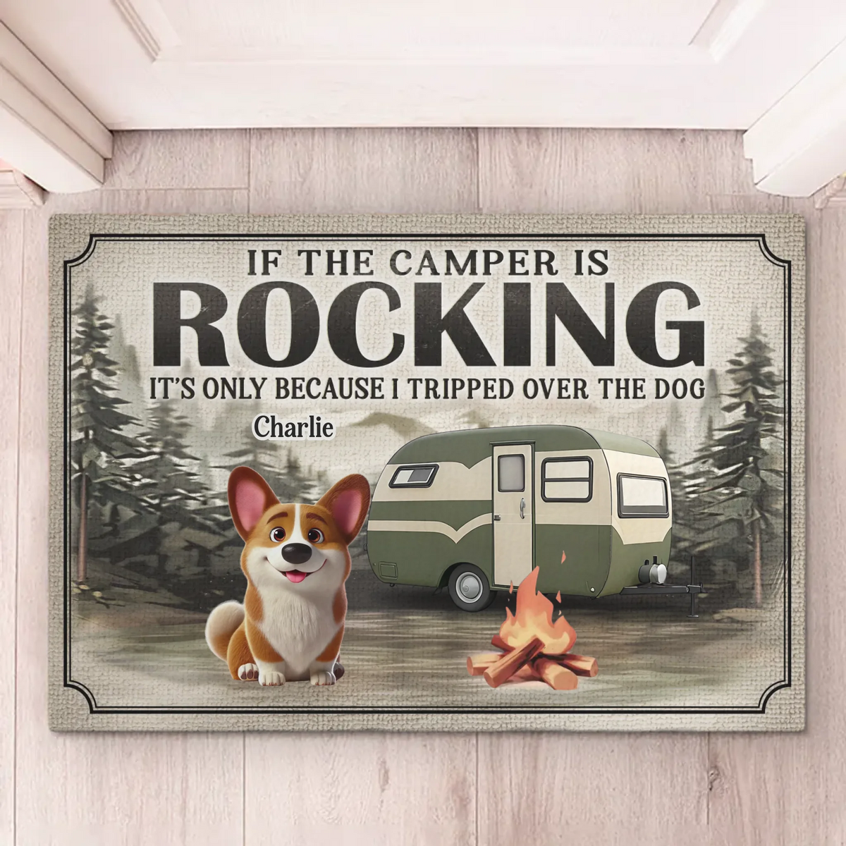 Bienvenue au Camp Pup Paradise - Tapis décoratif personnalisé pour chien - Cadeau de pendaison de crémaillère pour les propriétaires d'animaux et les amoureux des animaux