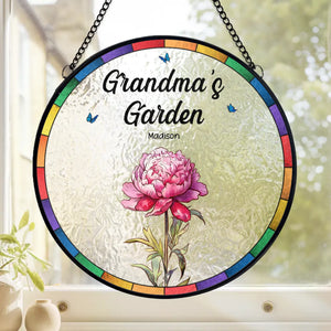 Le jardin d'une grand-mère est l'endroit où l'amour grandit - Attrape-soleil personnalisé pour vitrail familial - Cadeau pour la fête des mères, maman et grand-mère