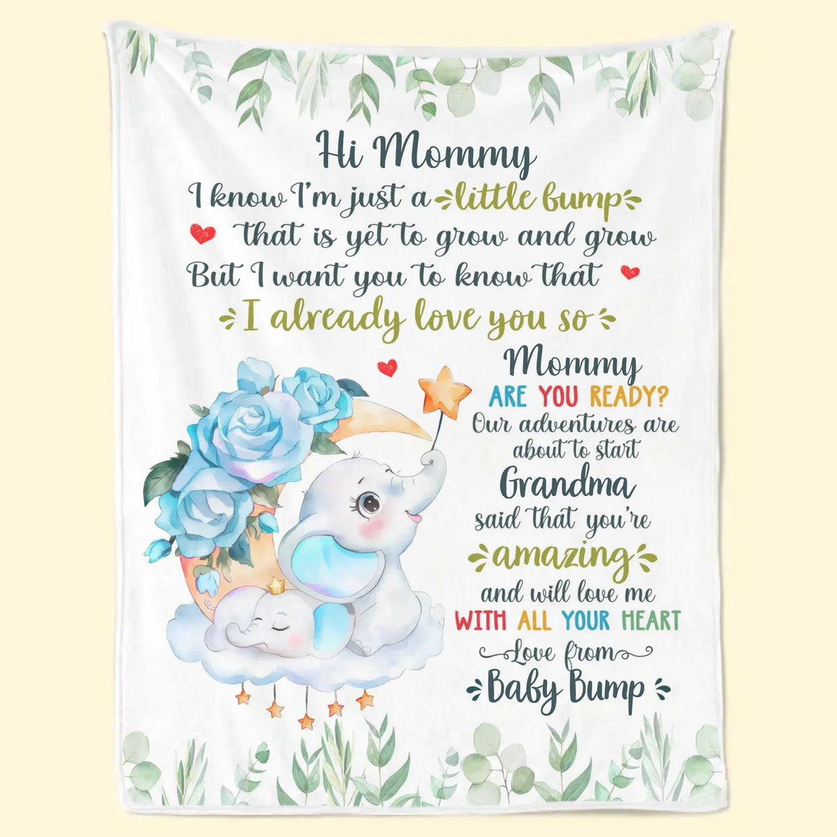 Maman, je t'aime déjà - Couverture personnalisée pour la famille - Cadeau pour la fête des mères, la fête prénatale, la première maman