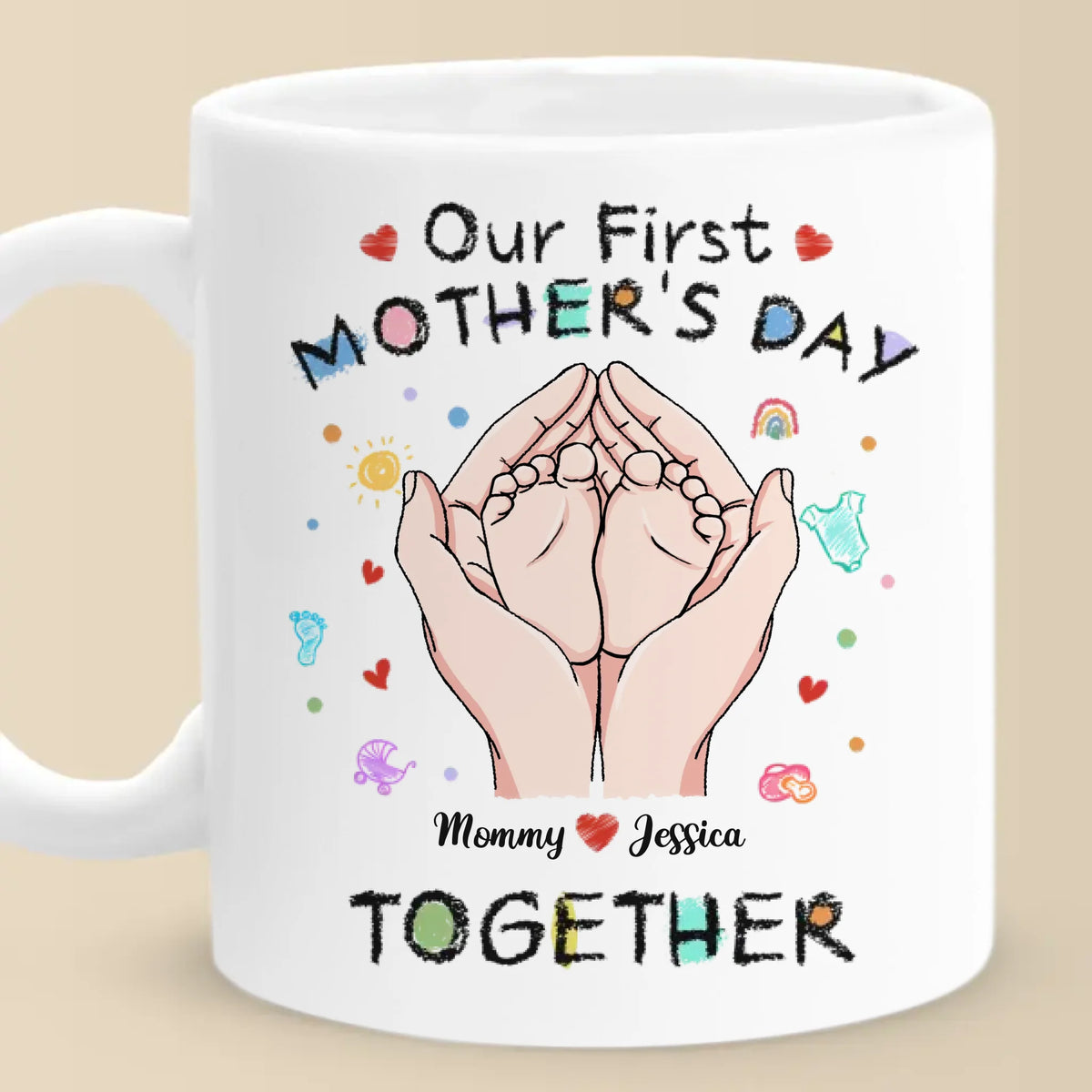 Petits orteils, grand amour - Mug personnalisé pour la famille - Cadeau pour la fête des mères, la baby shower, la première maman