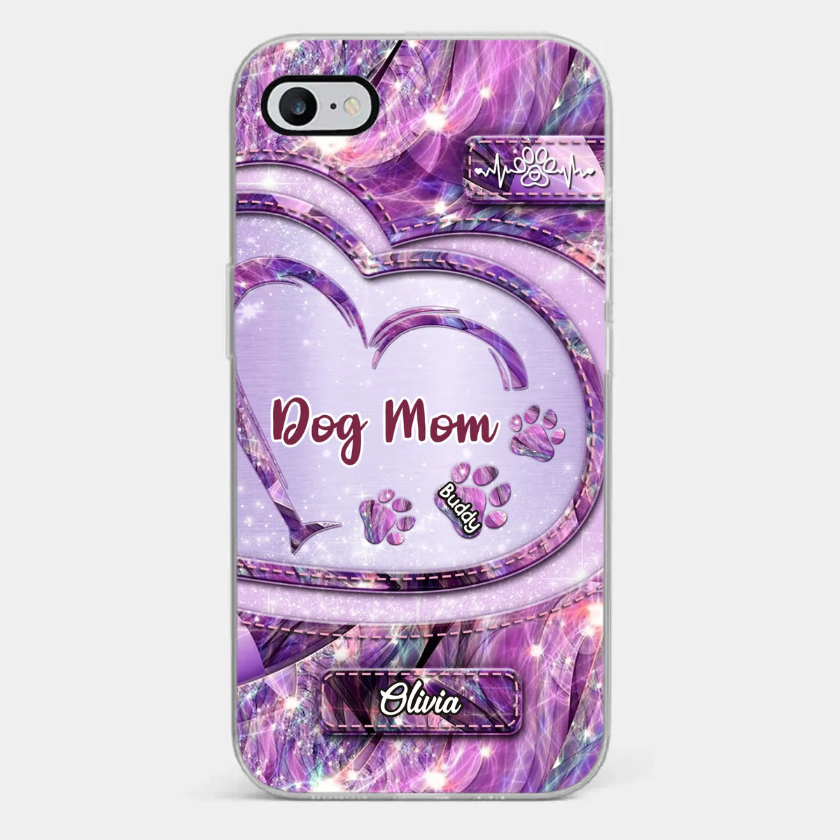 Empreintes de pattes sur mon cœur – Coque de téléphone transparente personnalisée pour chien – Cadeau pour propriétaires et amoureux des animaux