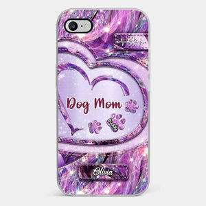 Empreintes de pattes sur mon cœur – Coque de téléphone transparente personnalisée pour chien – Cadeau pour propriétaires et amoureux des animaux