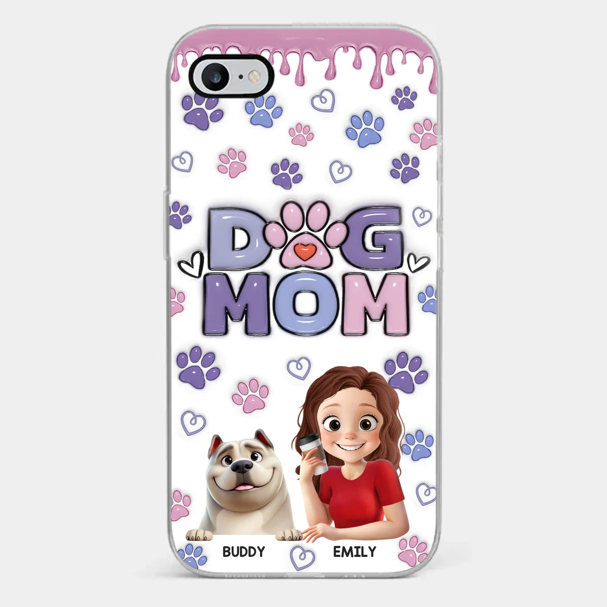 Le cœur d'une maman chien est toujours plein - Coque de téléphone transparente personnalisée avec effet gonflé en 3D - Cadeau pour les propriétaires d'animaux et les amoureux des animaux