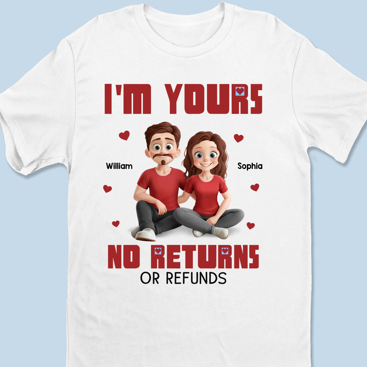 À moi pour toujours, aucun échange autorisé - T-shirt unisexe personnalisé pour couple, t-shirt premium, sweat à capuche - Cadeau pour mari et femme, anniversaire