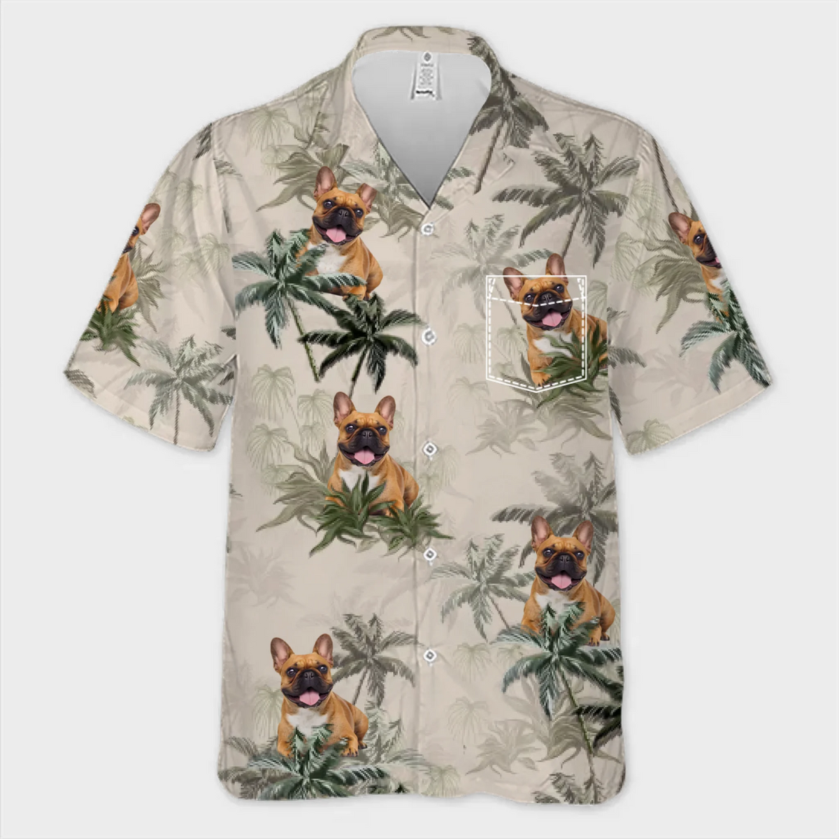 T-shirt hawaïen unisexe personnalisé avec photo - Cadeaux de vacances et de voyage personnalisés pour la famille, les amoureux des chiens et des chats - Ambiance canine et marées de plage