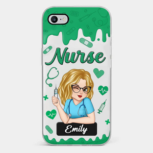 Née pour prendre soin, formée pour guérir – Étui de téléphone transparent personnalisé pour infirmière – Cadeau d'appréciation, de remerciement, vie d'infirmière, vie de médecin