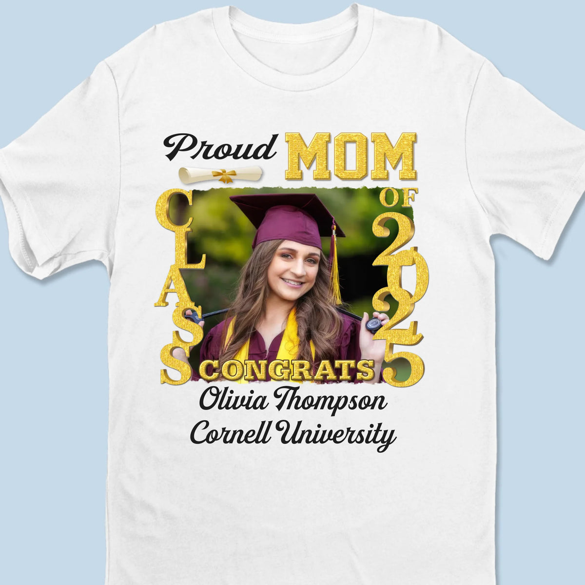 T-shirt personnalisé avec photo « Larmes et acclamations » - T-shirt unisexe personnalisé, haut de gamme, sweat à capuche - Cadeau de fin d'études pour les membres de la famille, les frères et sœurs