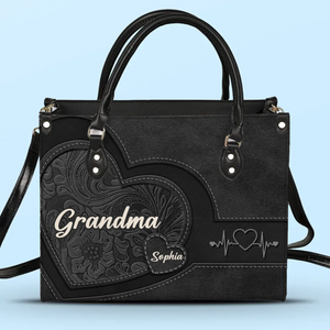 Les grands-mères sont les racines d'un arbre généalogique - Sac à main en cuir personnalisé pour la famille - Cadeau pour maman et grand-mère