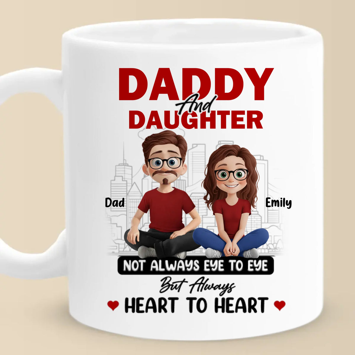 Papa et fille, un amour que vous pouvez ressentir - Tasse personnalisée pour la famille - Fête des pères, cadeau pour papa, grand-père