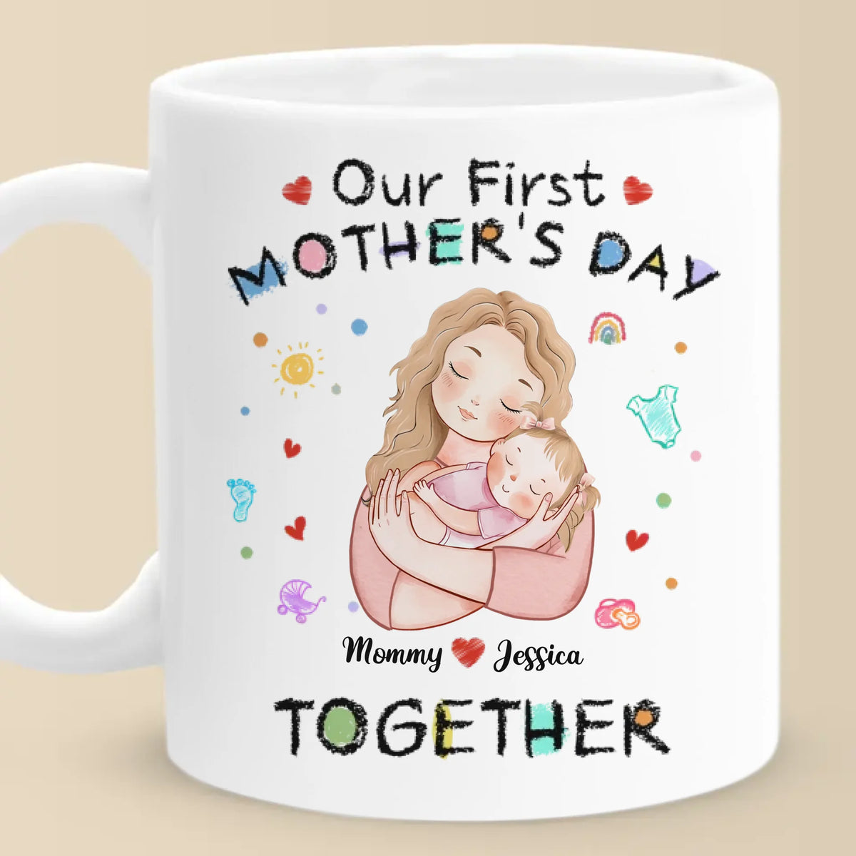 À partir de ce jour, pour toujours nous - Tasse personnalisée familiale - Cadeau de fête des mères, de baby shower, pour première maman